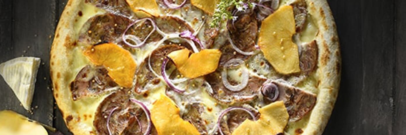 Recette de chef - Pizza andouille pomme camembert - Yann Dayer