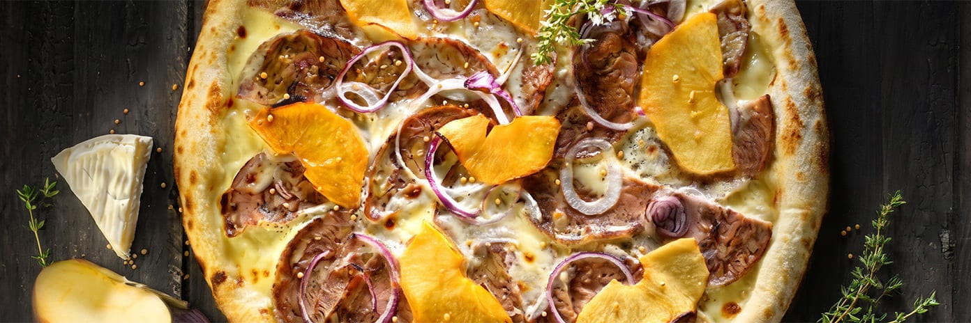 Recette de chef - Pizza andouille pomme camembert - Yann Dayer