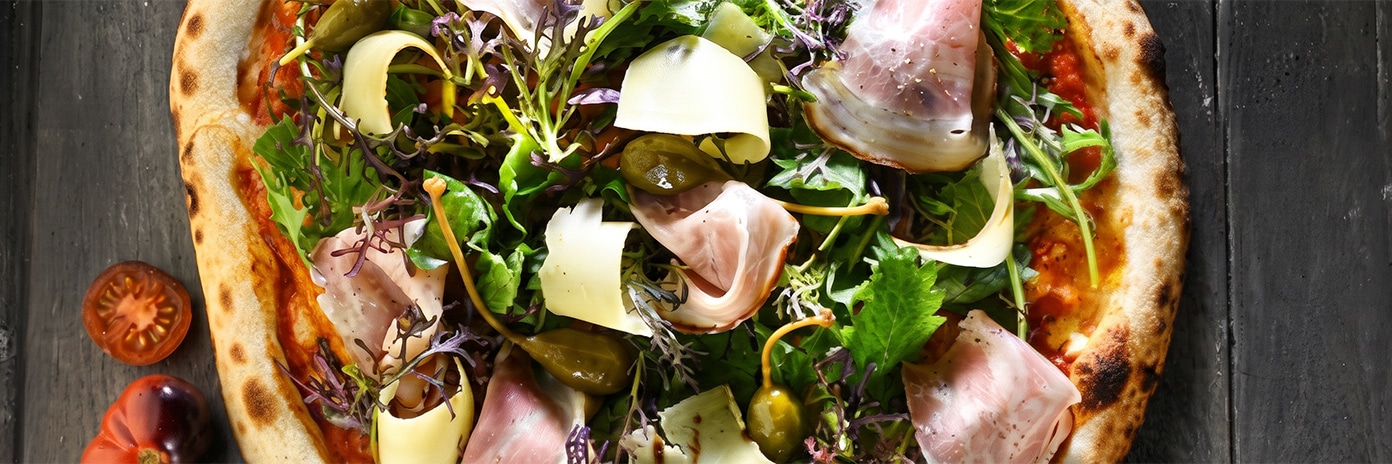 Recette de chef - Pizza pancetta fumée tomme jeunes pousses - Yann Dayer