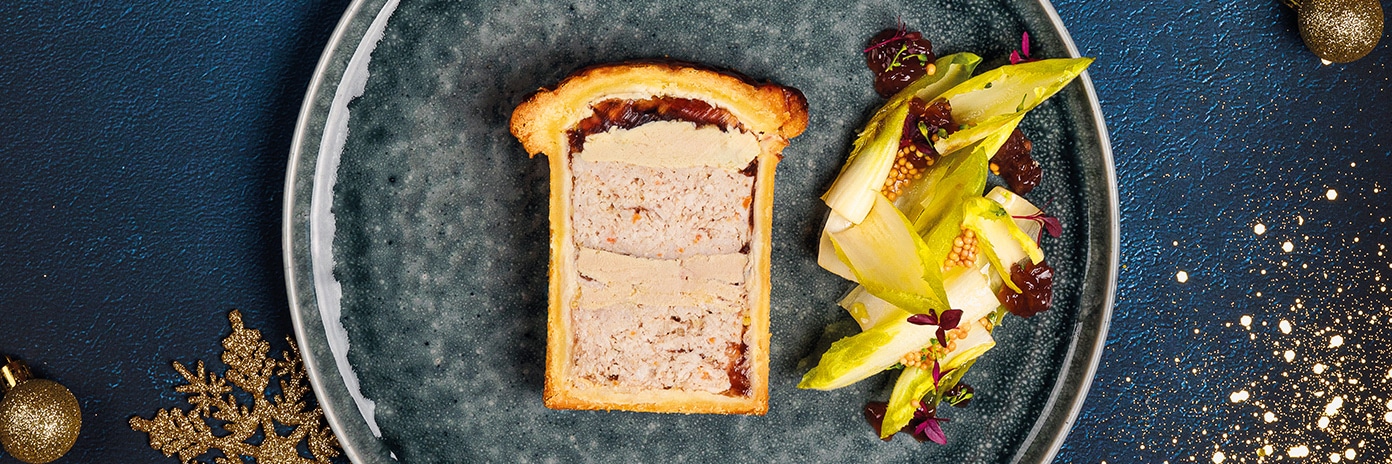 Recette de viande - Pâté en croûte au foie gras, gelée de porto rouge