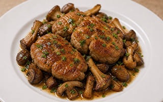 Recette de chef - Poêlée de ris de veau aux champignons