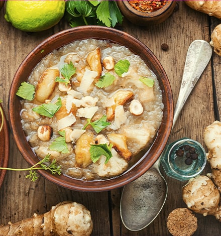 Plat de topinambours et artichauts