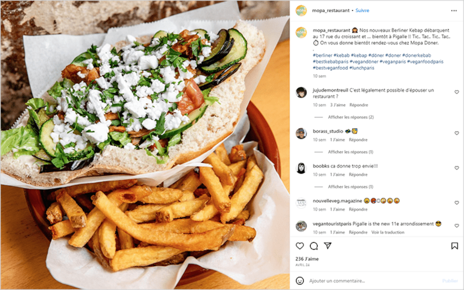 Pot Instagram du restaurant Mopa à Paris