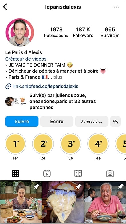 Compte Instagram Le Paris d'Alexis