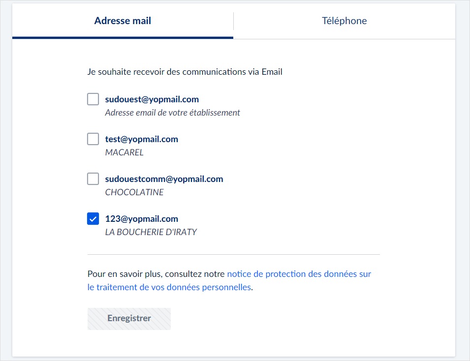 Espace client METRO : Newsletters et promotions - Adresse mail