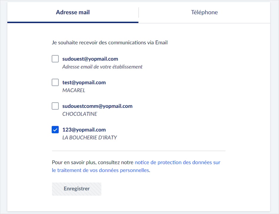 Espace client METRO : Newsletters et promotions - Adresse mail