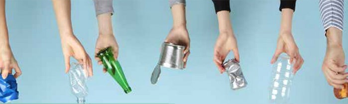 Exemples de déchets plastiques et métaliques