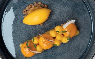 Recette de Chef - Dacquoise et dôme coco, crémeux passion