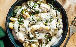 Recette de Chef - Pâtes aux épinards, Skyr et crème Excellence