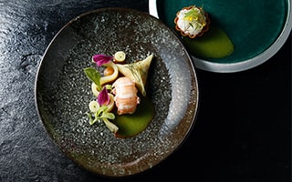 Recette de Chef - Langoustine XXL, radis green meat, jus des têtes