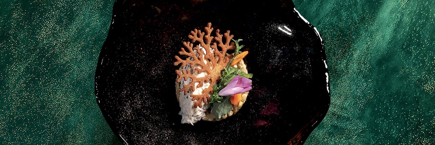 Recette de chef - Tourteau petit épeautre, salade d’herbes - Rodolphe Regnault