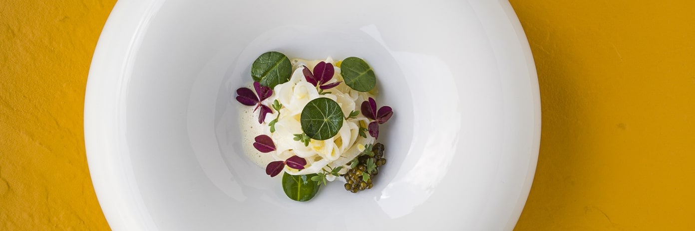 Recette de chef – Tagliatelles de calamars, riz carnaroli et jus iode - Gaël Tourteaux
