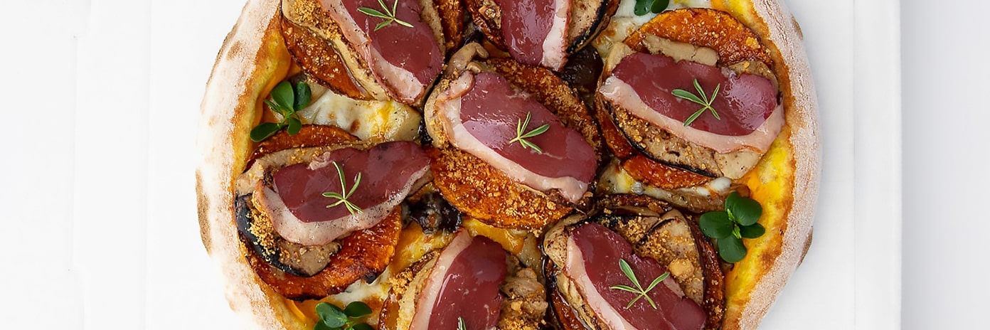 Recette de Chef - Pizza 'La balade automnale' au potimarron et magret de canard
