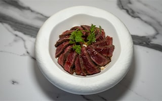 Recette de chef - Sweet rice coco poivrons avec faux-filet rôti - Alex Cook