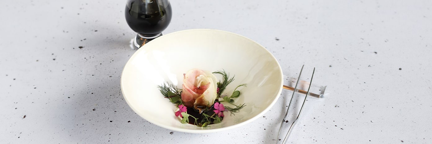 Recette de chef -  Fleur de radis Daïkon fermentées, sauce soja charentaise