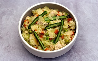 Recettes de chefs | Risotto au poulet et légumes printaniers