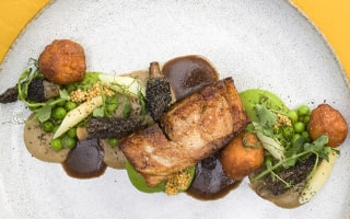 Recette de chef - Poitrine de veau confite, morilles, petits pois - Tiphaine Mollard