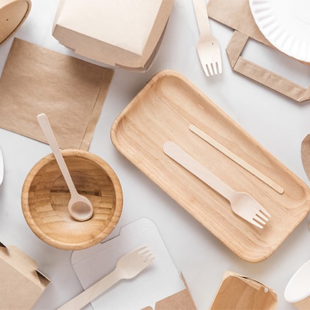 Plateau, bol et emballages durables