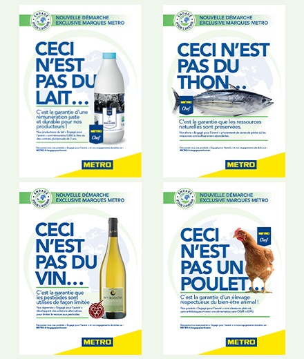 4 affiches Engagé pour l'avenir de METRO