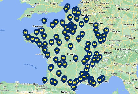 Emplacement des halles METRO sur la carte de France