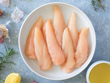 Aiguillettes de poulet prêtes à l'emploi