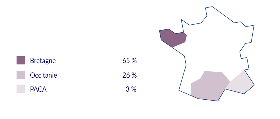 Carte de la production de l'artichaut en France