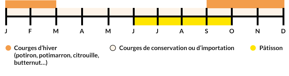 Les saisons de la production de la courge