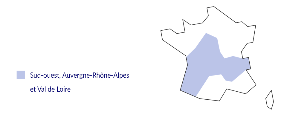 Carte de la production de la myrtille en France