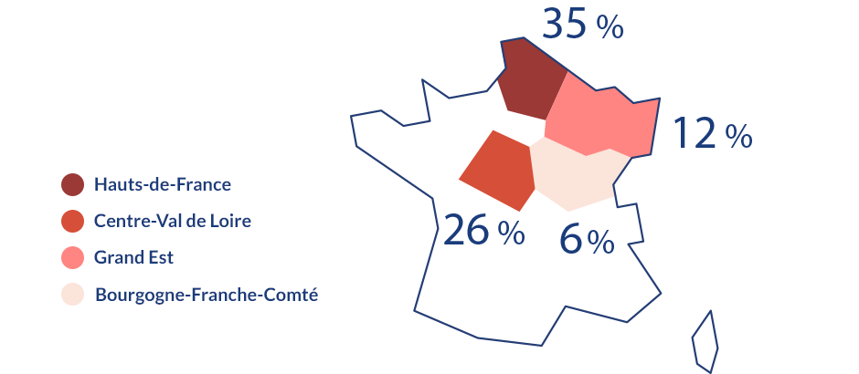 Carte de la production de oignons en France