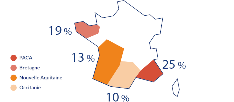 Carte de la production du potiron en France