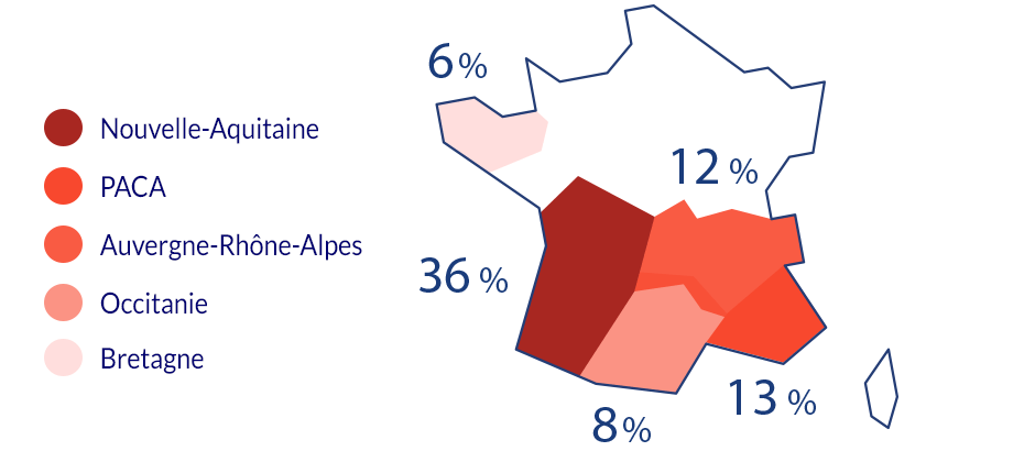 Carte de la production de la fraise en France
