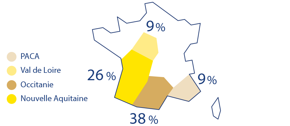 Carte de production du pois chiche en France