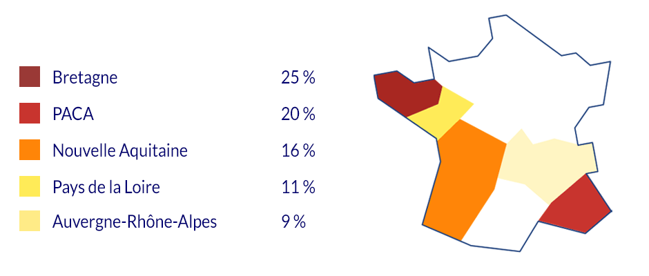 Carte de la production de la tomate en France