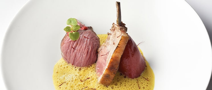 Recette de Chef - Agneau en 3 cuissons, piquillos, safran