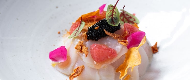 Recette de Chef - Carpaccio de Saint-Jacques pamplemousse
