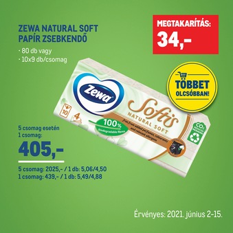 Zewa Natural Soft papír zsebkendő