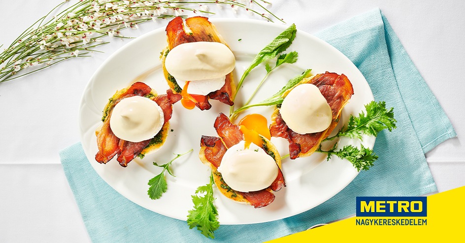 Egg benedict, medvehagyma pesztóval