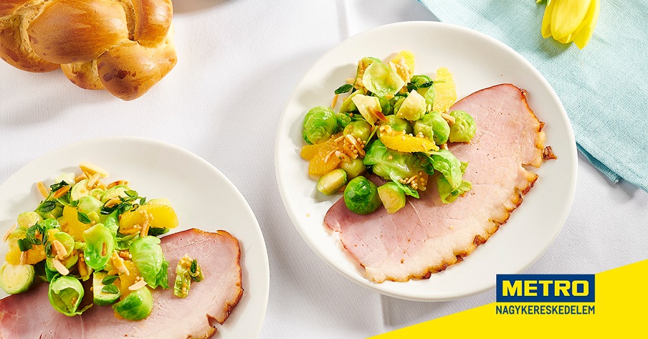 Mézes fűszeres sült sonka, narancsos kelbimbó salátával