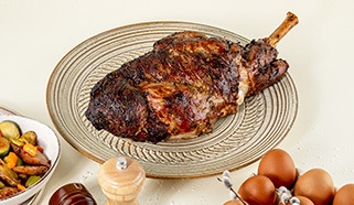 Báránycomb egészben sütve zöldségekkel