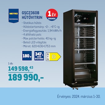 METRO Professional GSC2360B hűtővitrin