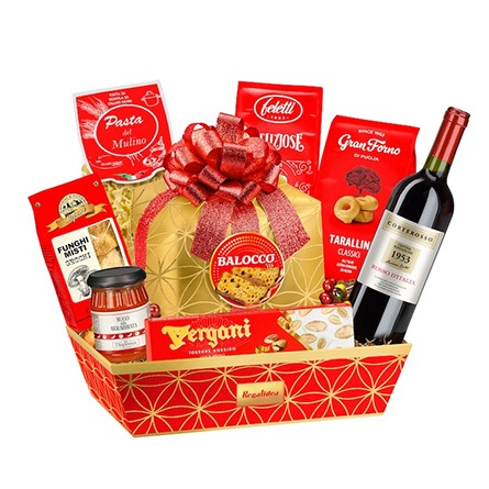 cesto natalizio rosso