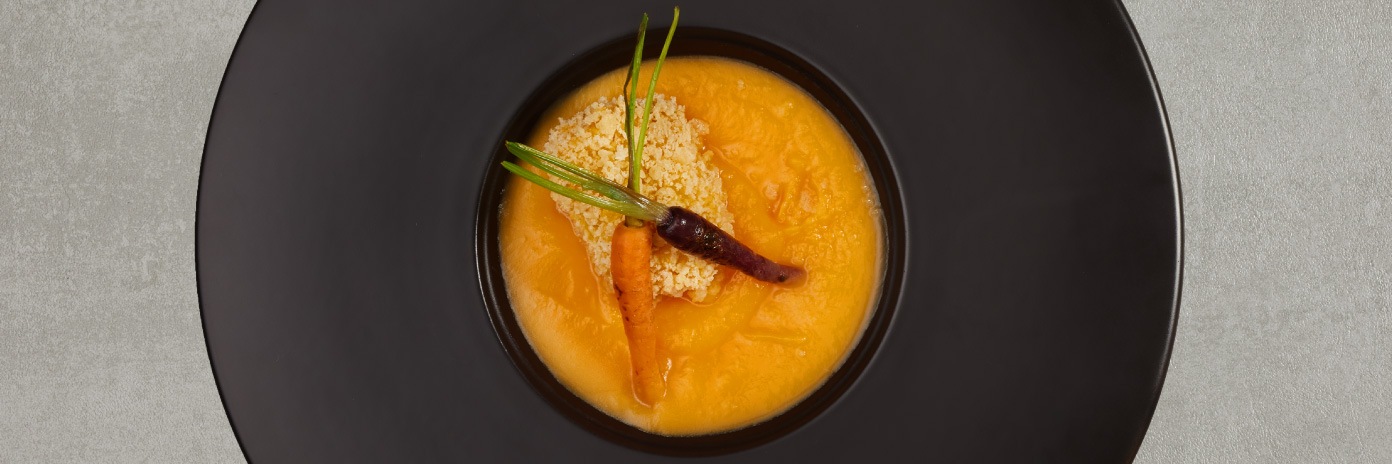 Vellutata di zucca con merluzzo panato panko e carotine mix - ricette zuppe e legumi