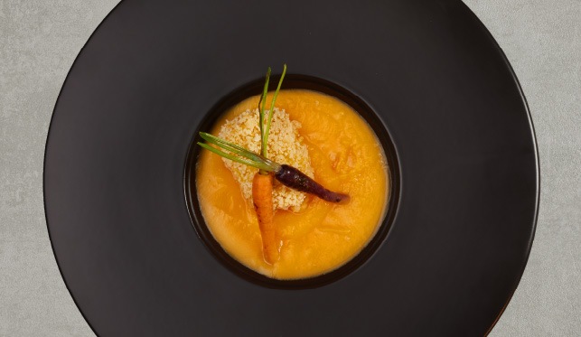 Vellutata di zucca con merluzzo panato panko e carotine mix - ricette zuppe e legumi