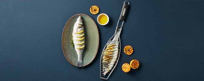 Zeebaars met citroen en tijm en rozemarijn