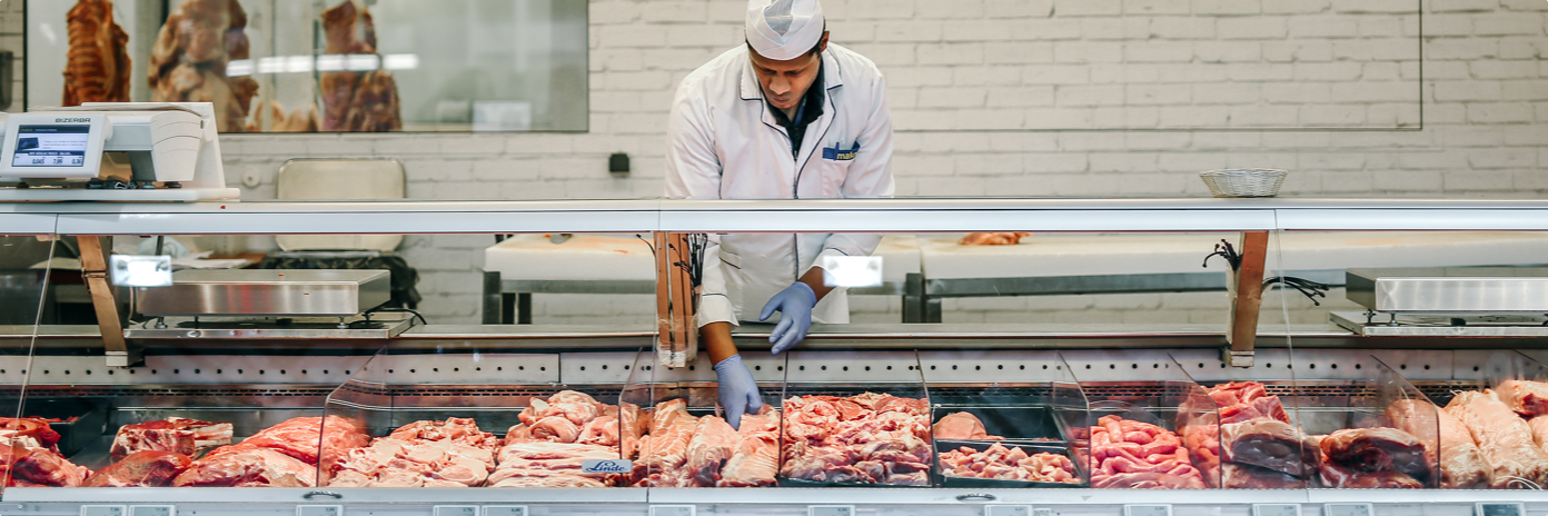 Montra de talho makro com carne