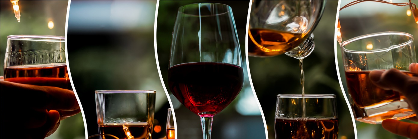 Copos de vinho e destilados