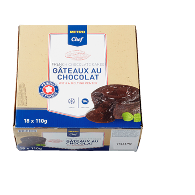 FONDANT CHOCOLATE MAKRO CHEF 18 UNIDADES X 110 G