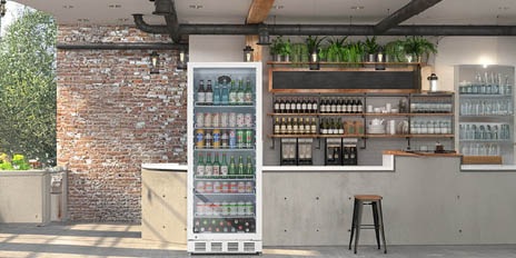fridge in a bar with very clean aesthetics