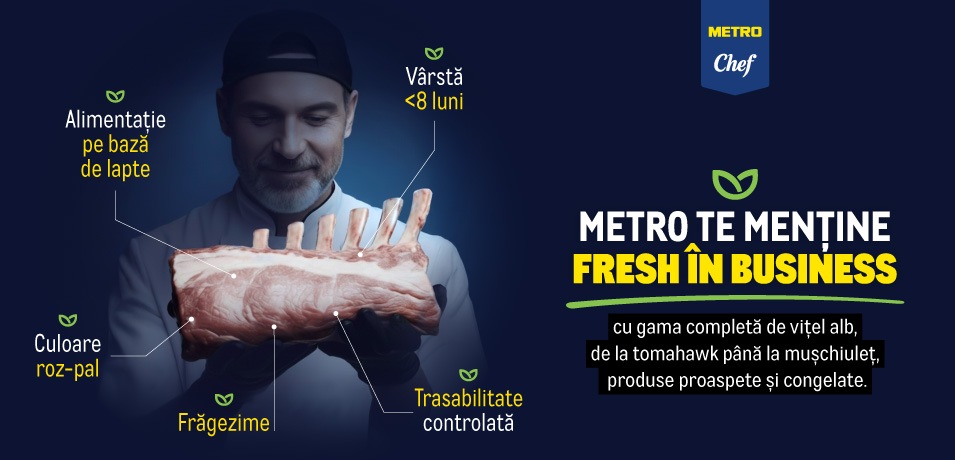 Carne de vițel alb METRO Chef – rack de vițel cu trasabilitate controlată, frăgezime ridicată și alimentație pe bază de lapte, ideală pentru restaurante.