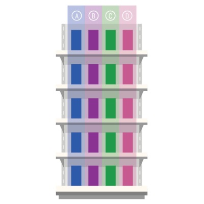 Schită cu organizarea unui raft pe verticală